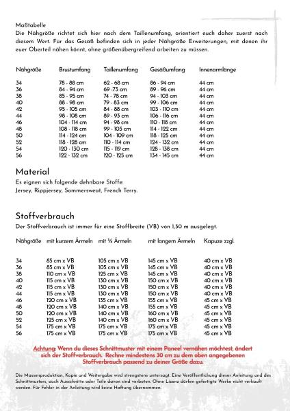 Nocturne - Vokuhila Shirt - Gr. 34-56 Papierschnittmuster